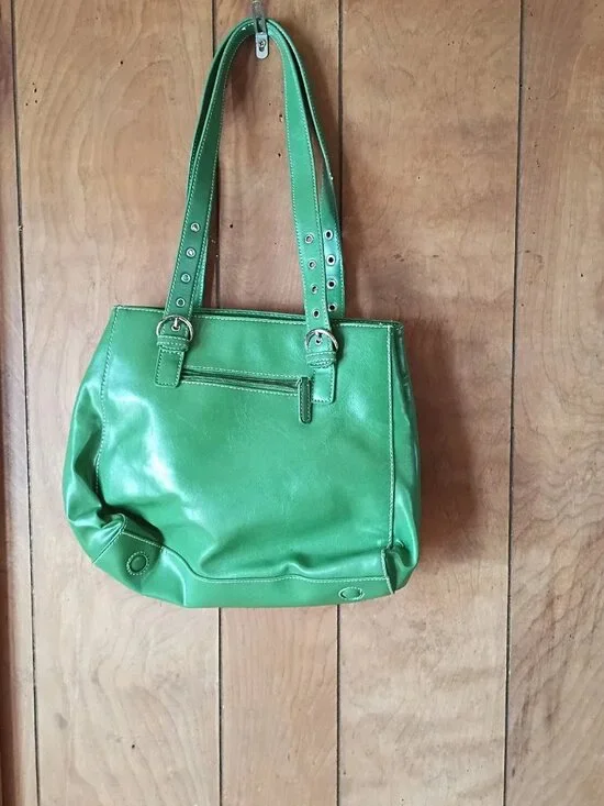 Nine West Green Tote Bag + Matching Clutch Set Excellent Condition Spring color - Picture 4 of 9
